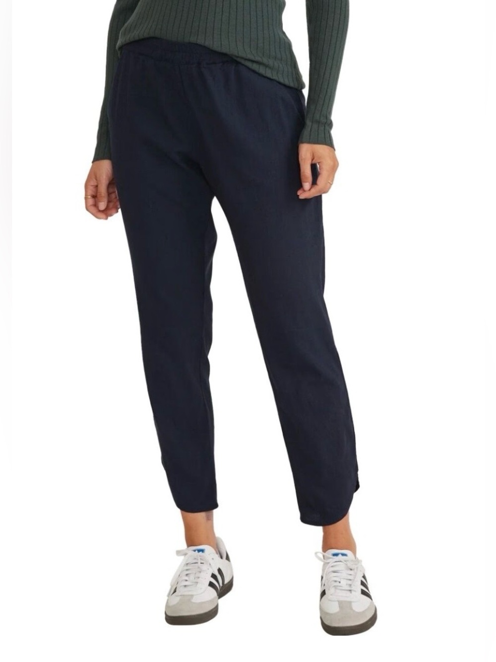Marine Layer Allison Navy Cropped Elastic-Waist Tapered Pants